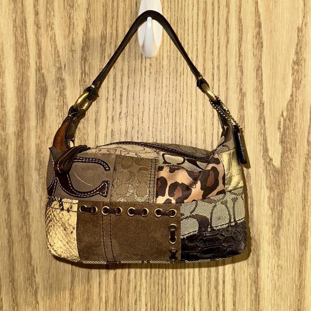 Patchwork Brown Designer Shoulder Bag - image 1